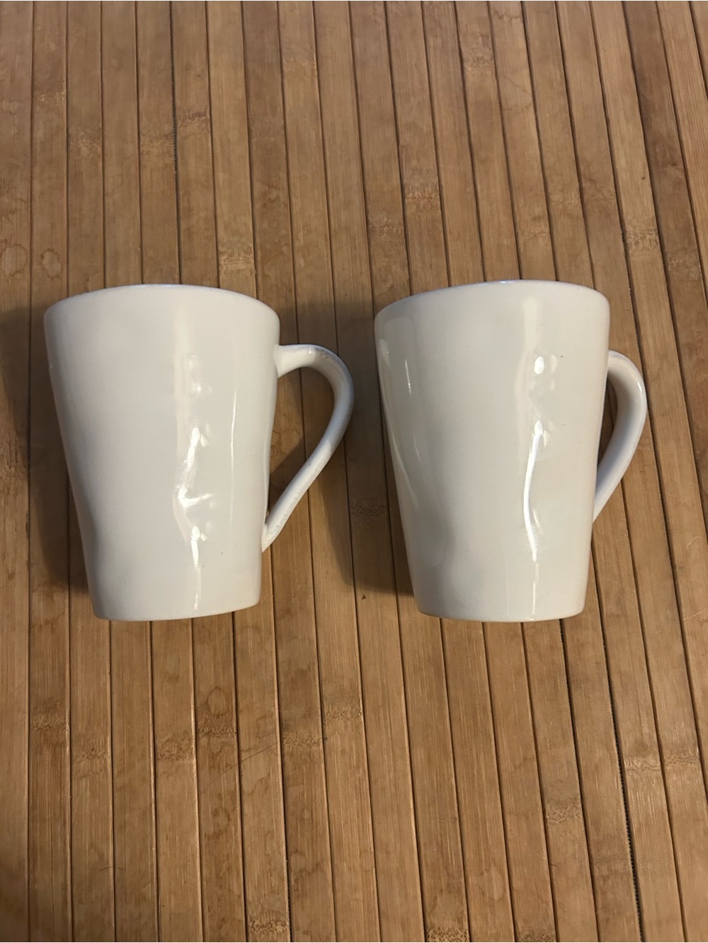 Crate & Barrel Classic Contemporary Minimalist White Mugs - Made in Portugal